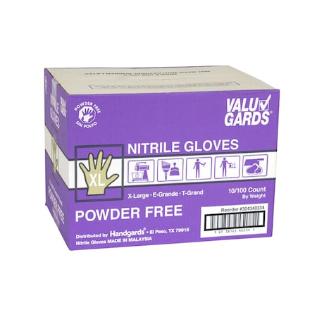 Valugards Valugards Purple, Disposable Gloves, Nitrile, Powder-Free, XL, 1000 PK, Purple 304340334